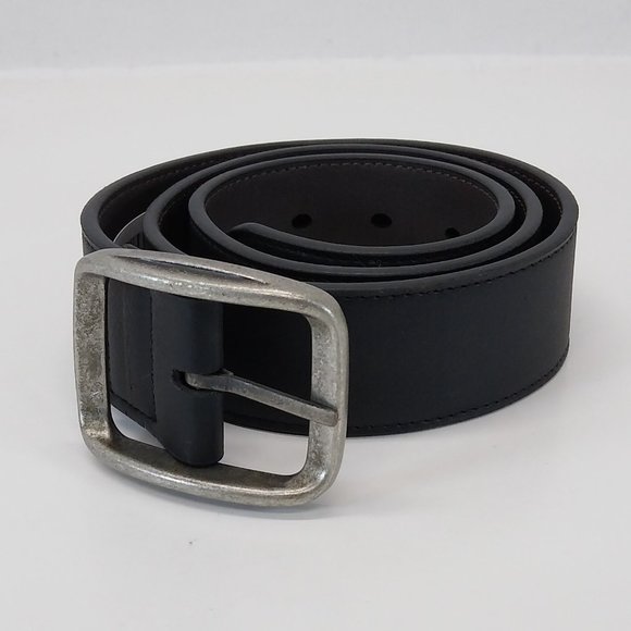 Men Belt Size S/30-32 Black/Brown Perforated Synthetic Leather Hand Crafted  NWT - Picture 2 of 9